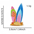Macro view of surfboard embroidery patch with dimensions 6.5cm height and 3.9cm width - Hawaiian Patch 18# (Surfboard)
