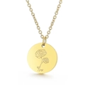 Collier avec pendentif rond doré poli et motif de fleur d'oeillet gravé - Octobre Souci (KN226146-WGFR)