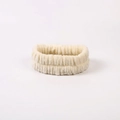 Detail of soft cream coral fleece headband with high elastic pleated texture for skincare - Single Headband / Beige