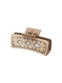 Brown western hair claw clip with leather texture and silver diamond rivets - Brown Diamond Rivet Style (90139)