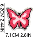 Pink chenille butterfly patch with silver sequins and 7.1cm x 6.2cm dimensions - Butterfly Style (9号)