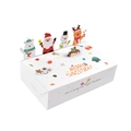 Christmas gift boxes with 3D cartoon Santa and reindeer toppers on white paper cardstock - Christmas 3D Paper Box / 15cm x 9cm x 4cm (10 Pieces/Pack) / White