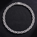 Macro shot of silver hip-hop chain with sparkling infinity links on black texture - 20 Inch (50cm) / Silver