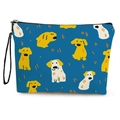 Dunkelblaue Kosmetiktasche mit süßen Hunde-Mustern und schwarzem Reißverschluss - 17*25cm / Blauer Hundedruck