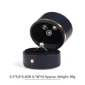 Dark blue PU leather cylindrical jewelry box with gold trim and velvet ring slot - Blue Ring Earring Pendant Box