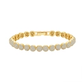 Elegant s925 sterling silver bracelet featuring round golden links with white cubic zirconia - 5mm Diamond Ball 14k Gold 16.5cm Approx. 9.6g