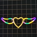 LED neon heart lamp with colorful wings for wall decoration and holiday ambiance - Warm White Heart + Multi-color Wings