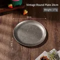 20cm vintage 304 stainless steel round plate with industrial distressed dark gray finish - 20cm (177g) / Vintage Snowflake Grey