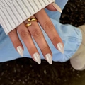 Short almond press-on nails in soft nude cream color with a smooth polished finish - Jelly Glue Style (LHSD-01) / Nude (LHSD-01)