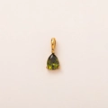 Titanium steel heart pendant with gold finish and pear-cut olive green birthstone - August 3-Prong Teardrop Pendant Only (Without Chain)