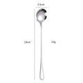 Polished stainless steel long handle spoon with 19cm length and 3.5cm width dimensions - Silver (Round)