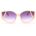 Occhiali da sole cat-eye beige con montatura geometrica e lenti sfumate viola di tendenza - Montatura Beige Cachi Lente Sfumata Viola