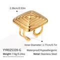 Macro shot of gold square stainless steel ring with dimensions and technical specs - Square Ring(YYR025339-G) / Gold