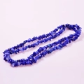 Irregular blue natural crystal stone necklace with polished mineral chip beads - Dark Blue