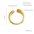 Bague ouverte irrégulière en acier inoxydable avec placage or 18 carats poli - Style de Bande Large Minimaliste (837-Or)