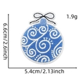 Blue Christmas bauble embroidery patch with detailed size measurements and white texture - Blue Christmas Patch 5# (Christmas Ball)
