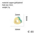 Turquoise enamel heart bead in gold plated copper with 3mm hole for DIY jewelry - Turquoise Edge Heart (C-11)