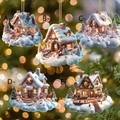 Dreamy cloud acrylic Christmas house pendants for car interior or home decor - Five-Piece Set