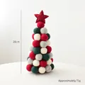 Mini felt Christmas tree decoration with red, green and white wool balls and star topper - 28cm Star Tree