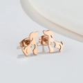 Cute stainless steel cartoon dog stud earrings in rose gold finish with heart cutouts - Rose Gold