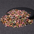 Polished natural tourmaline tumbled stones in assorted colors on dark background - Mixed Tourmaline / 7-9mm 100g