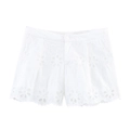 White French style embroidered hollow out lace shorts for women with floral patterns - XS / White