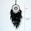 Handmade black dream catcher with tree of life design and natural feathers, 56cm long - 9496A Colorful Rhombus Beads Tree of Life / Black