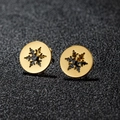 Boucles d'oreilles rondes dorées en acier inoxydable avec motifs flocon de neige - 179 Flocon de Neige Creux / Doré