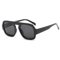 Gafas de sol de aviador cuadradas con puente único y montura negra para uso diario - Montura Negra Lente Gris
