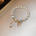 Gold-Pearl Rhinestone Zircon Butterfly Cat's Eye Bracelet