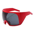 Lunettes de soleil enveloppantes futuristes avec monture rouge vif et verres gris - Monture Rouge Verres Gris Foncé