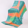 Vibrant double-sided microfiber beach towel with abstract teal and orange patterns - Z-Colorful Abstract Color Block Patchwork Print