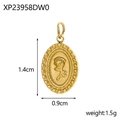 Colgante rosa ovalado retro en acero inoxidable dorado, mate, tamaño 1,4 cm x 0,9 cm - Relieve de Rosa Dorada Ovalada XP23958DW0