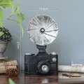 Statuetta vintage nera a forma di fotocamera con flash argento, decoro retrò h 27cm - Fotocamera Retrò