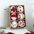 6pcs Christmas wool felt balls with snowflake and tree patterns in 5cm gift box set - Style B White Holiday Elements 5cm Set of 6