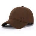 Casquette d'hiver marron foncé en laine épaisse avec logo brodé sur le côté - café