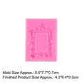 Pink silicone mold for DIY retro European picture frame fondant and resin casting - Style 2 (Rectangle) / Pink