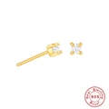Boucles d'oreilles classiques en argent sterling 925 doré avec zircon à quatre griffes - Avril Blanc (Couleur Diamant/Cristal)