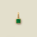 Square emerald green zircon pendant in gold-plated titanium steel finish for women - Square Birthstone / May Pendant (Emerald Green)