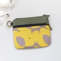 Mini porte-monnaie en toile vert et jaune avec motif renard mignon et double fermeture - Renard Jaune