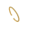 Goldener Edelstahl-Armreif in gedrehtem Design mit polierter und Netz-Textur - Geflecht Spiralzopf / Gold