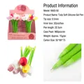 0.5mm tulip-shaped silicone gel pen in various soft pastel colors with 22.5cm long stem - Tulip-Black Ink
