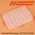 Flat view of 42-compartment clear plastic organizer box for jewelry and small tools - Fixed 42-Compartment (23.2x16.5x2.2cm)