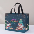 Blue non-woven Christmas gift bag with festive Santa and Polar Bear prints - Christmas Style 8
