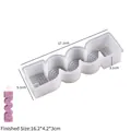 Detail of wavy silicone mold and finished purple candle with dimensions 17.1x5.1x3.1cm - Style 2 Long Strip-Large / Semi-transparent White