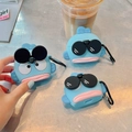 Blue Hangyodon silicone case for AirPods Pro with sunglasses and pink lips design - Spectacular Clownfish + Carabiner / AirPods 1/2 Gen