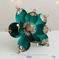 Glittering 20cm emerald green artificial Christmas magnolia flower with gold sequins - 20cm / Malachite green