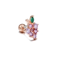 Rose gold grape stud earring with purple cubic zirconia stones and screw back closure - Rose Gold Grape