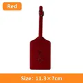 Red PU leather luggage tag with world map and airplane embossing, size 11.3x7cm - Luggage Tag / Red