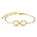 Detail of gold infinity mom bracelet featuring sparkling zircons and adjustable lobster clasp - Gold Mom Infinity Bracelet (0261)